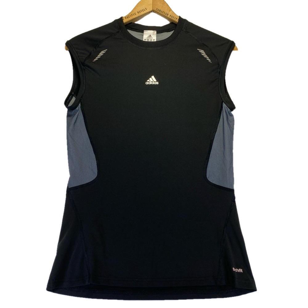 Adidas Techfit Compression Top Men's Black And Gray XL Used
